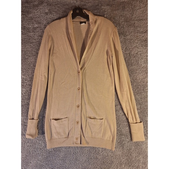 J. Crew Sweaters - J. Crew Tan Cardigan Sweater Size Small Cotton Cashmere Button Front Pockets